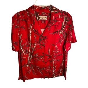 Caribbean Joe Women's Top Blouse Button up size L Tropical Camp Hawaii Shirt